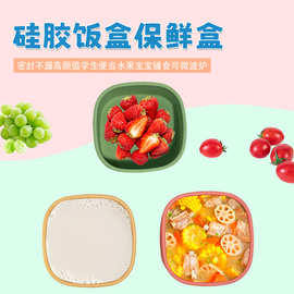 亚马逊硅胶便当盒可放微波炉加热餐盒保温送饭便携礼品户外餐具盒