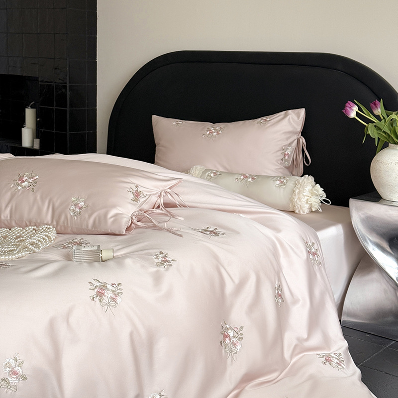 Lace Girl 100S Xinjiang Long-Staple Cotton Embroidered Four-Piece Set of Cotton High-End Quilt Cover Butterfly Princess Bed Bed Sheets