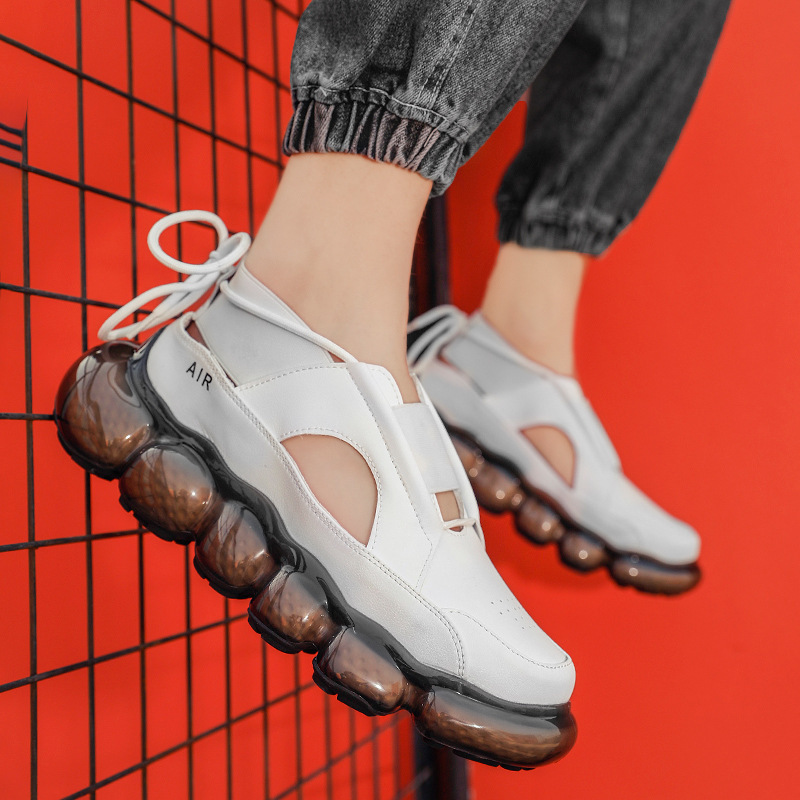 Air Cushion Men's Sandals 2025 New Summer Hollow Leather Shoes Casual Men's Popcorn Thick Sole Sports Mens Shoes Air Cushion Men's Sandals 2025 New Summer Hollow Leather Shoes Casual Men's Popcorn Thick Sole Sports Mens Shoes