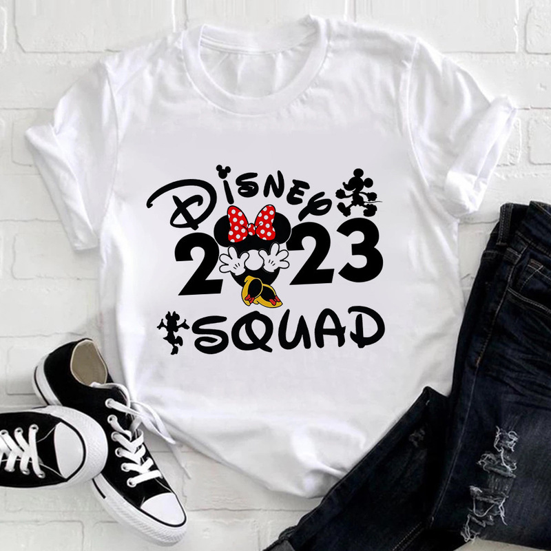 Factory Direct boys and girls cartoon letter printed t-shirt family leisure travel parent-child clothing fashion trend