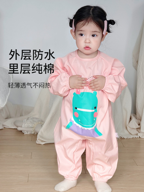 儿童防水连体罩衣宝宝全身婴儿秋冬防脏护衣爬爬服男女宝户外爬服|undefined