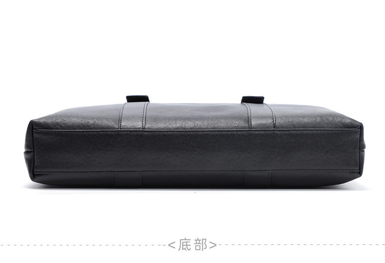 Túi xách tay nam công sở da bò thật hai ngăn khóa kéo, cặp mỏng đeo chéo một vai 39×7×29 cm — Màu đen chi tiết 15