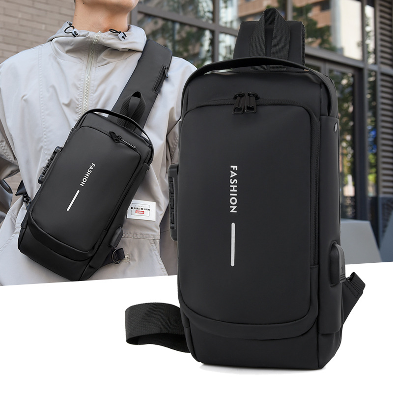 Bolso crossbody de los hombres bolso de pecho bolso de hombro bolso de la cintura de los deportes del ocio pequeña mochila multifuncional crossbody bolso de los hombres Contraseña de bloqueo