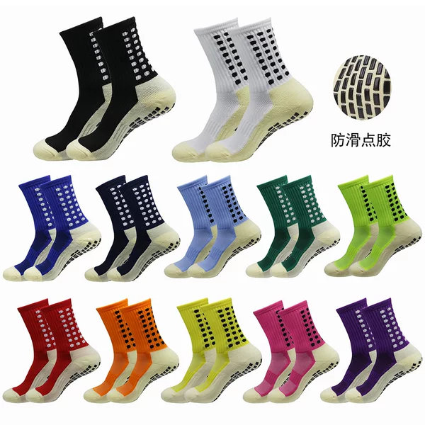 Cross-Border Hot-Selling Men's Mid-Calf Socks, Non-Slip Glue Football Socks, Thickened Towel Bottom Sports Socks, Breathable Basketball Socks