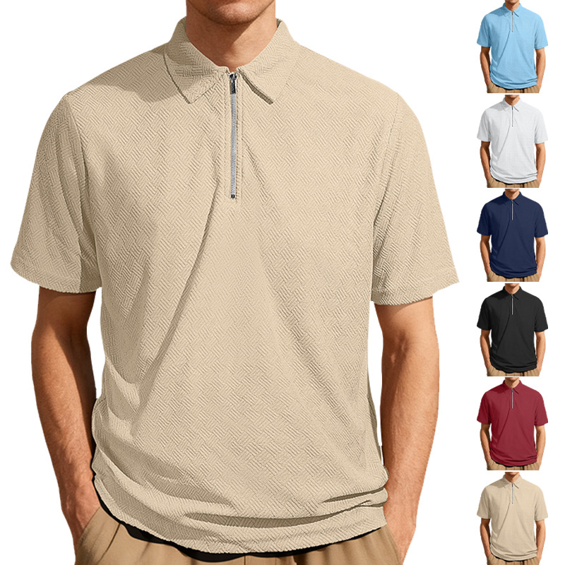 Nuevo comercio exterior transfronterizo de verano de Europa y Estados Unidos, camiseta de polo de manga corta casual diaria, camiseta de medio zipper