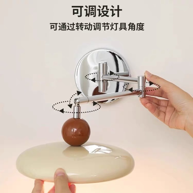 フレンチクリームスタイルウォールランプモダンシンプルロッカーベッドルーム雰囲気ベッドサイドランプ中古回転式目の保護ランプ|undefined