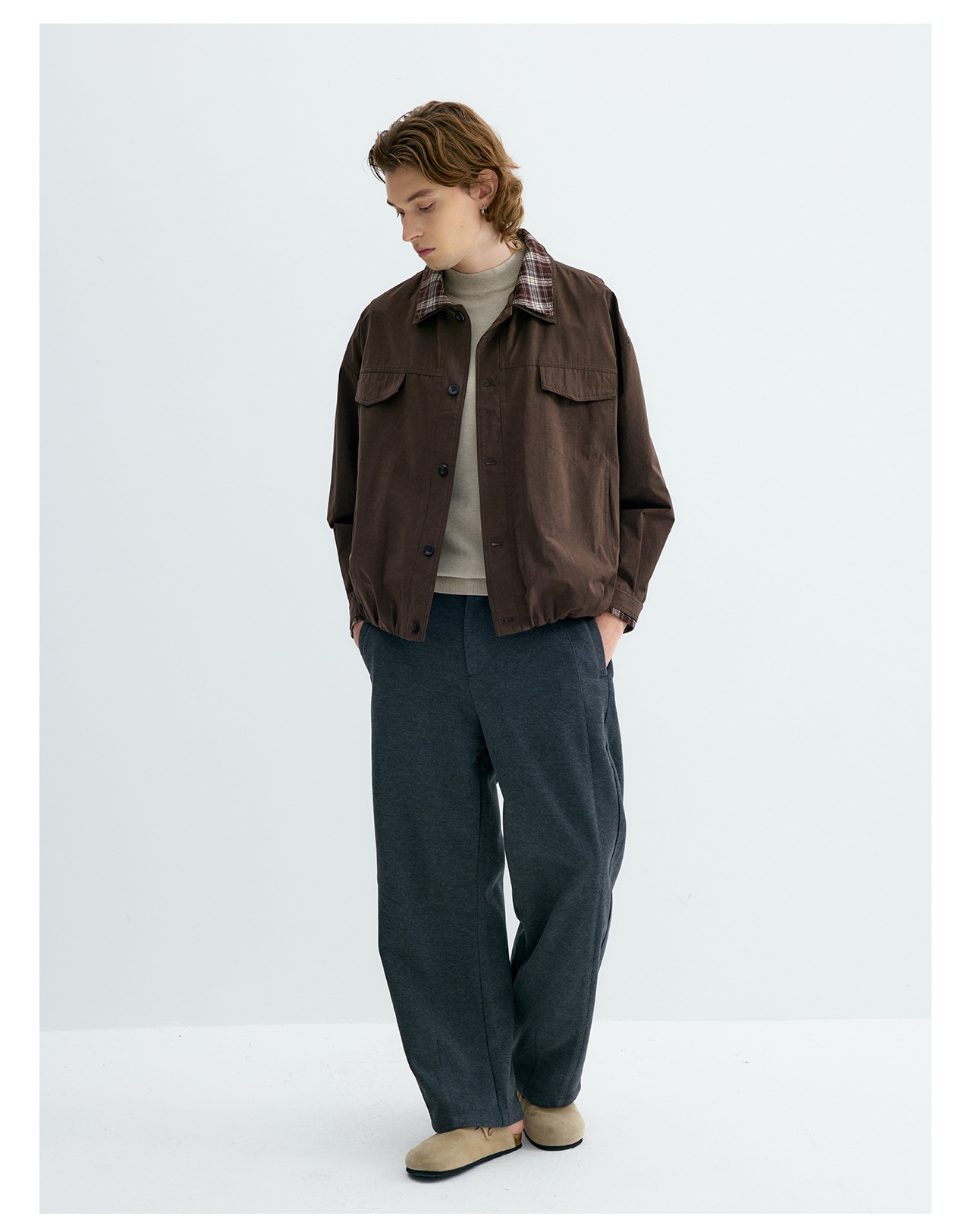 UNF Plaid Layered-Look Oversized Jacket