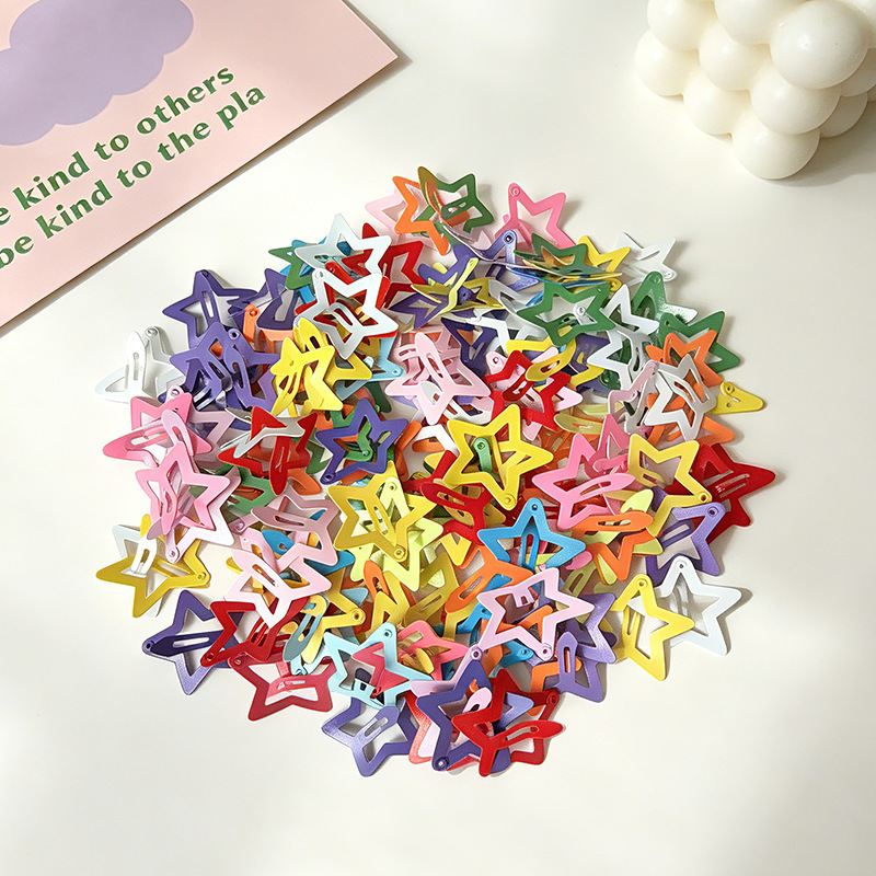 Estrella de pentacos Y2K clip para el cabello lateral de mujer clip para el cabello de dopamina colorido clip para el cabello de goteo de aceite para niños image 11