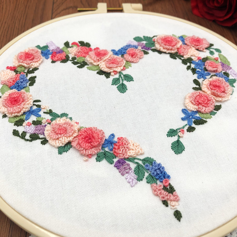 Cero Fundación auto-bordado principiante introducción bricolaje bordado hecho a mano simple amor fácil material de bordado paquete de materiales de enseñanza de inglés