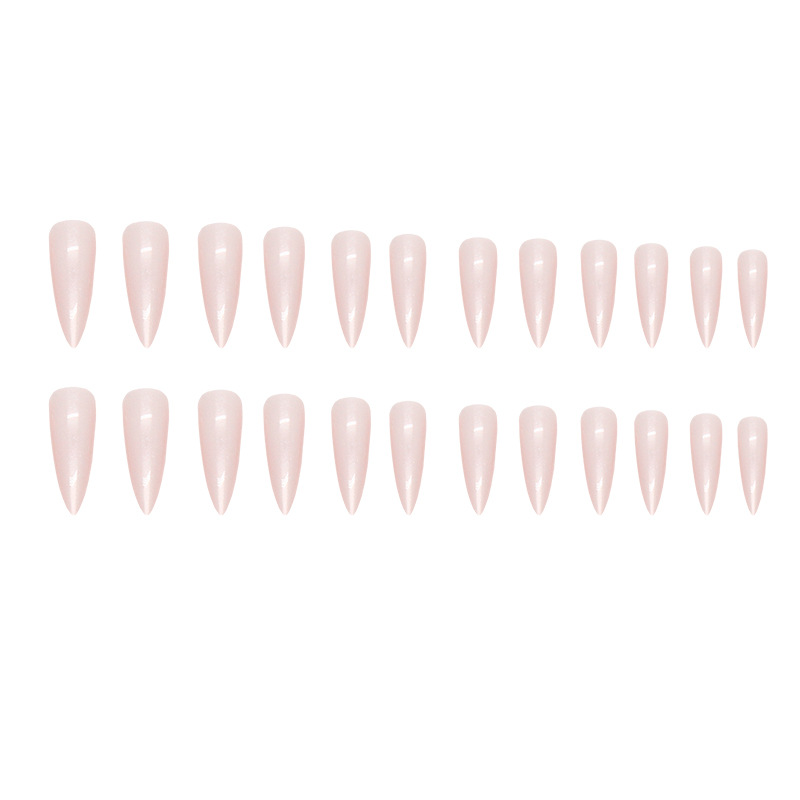 Long Aurora Pointed Fashionable and Eye-catching False Style, Naked Color Wearing Panel Detachable Nail Enhancement_voghion.com