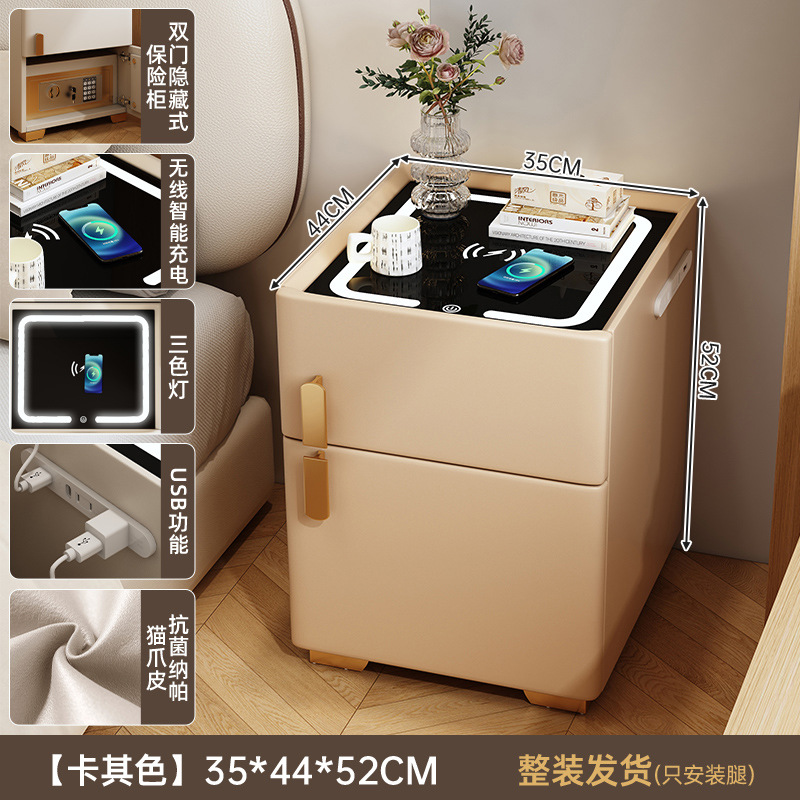 Una caja fuerte inteligente de cabezal de cama en 2025 nuevo dormitorio simple y moderno de madera maciza, lujo ligero y alto