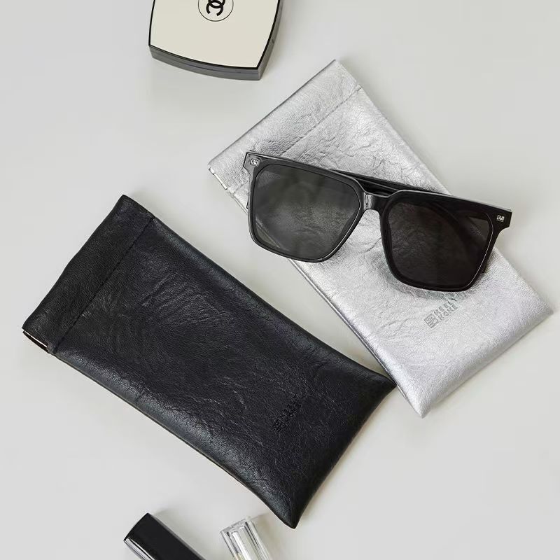 Ins Style Oil-Waxed Leather Texture Glasses Storage Bag, Anti-Scratch, Dust-Proof, Portable Sunglasses Case, Universal Travel Storage Box for Women