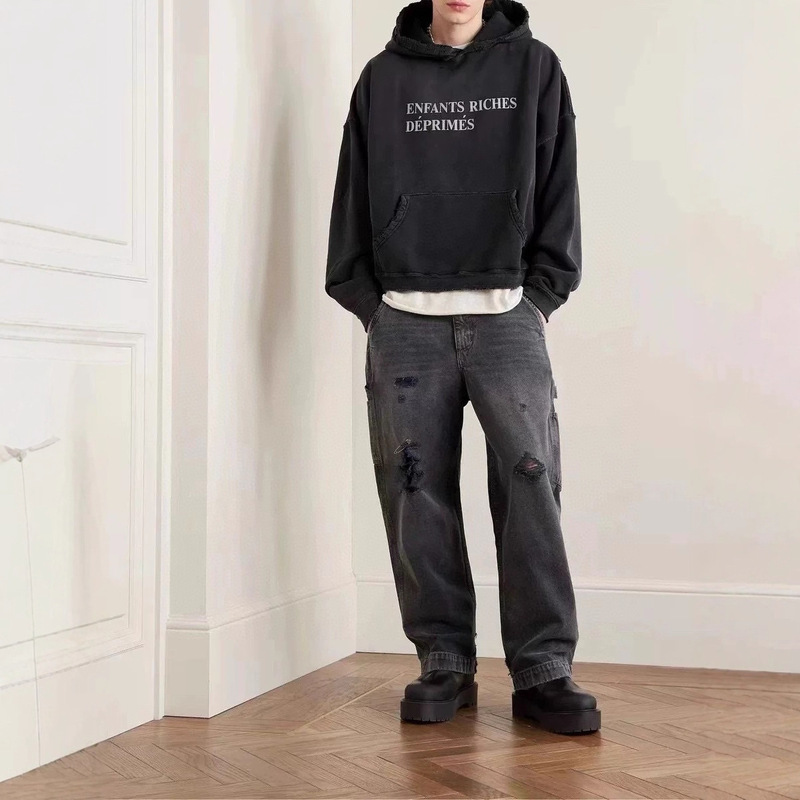 Enfants Riches Depressed Erd Depressed Rich Second Generation Torn Pin Straight-Leg Jeans Trendy