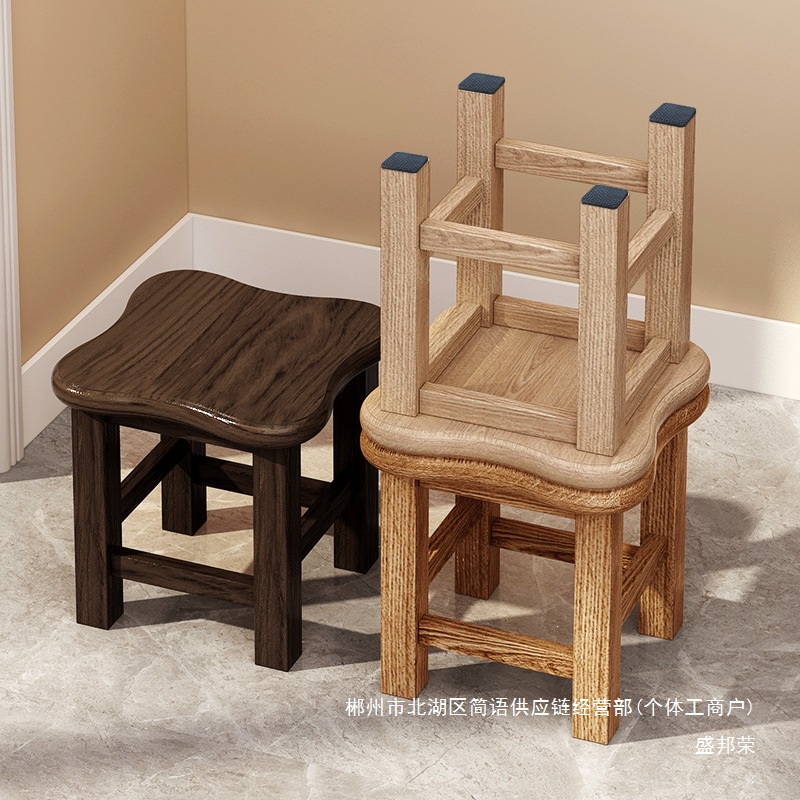 Fábrica directa taburete pequeño banco de madera sólida casera taburete de salón taburete de madera taburete bajo silla creativa para niños