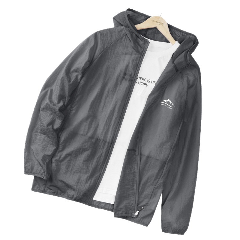 Ropa de protección solar transfronteriza chaqueta de hombre anti-UV chaqueta de piel de verano chaqueta de protección solar de seda de hielo con capuchón super delgada chaqueta de gran tamaño image 6