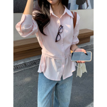 黄峥设计感拼接假两件衬衫女2025早春韩系休闲长袖开衫