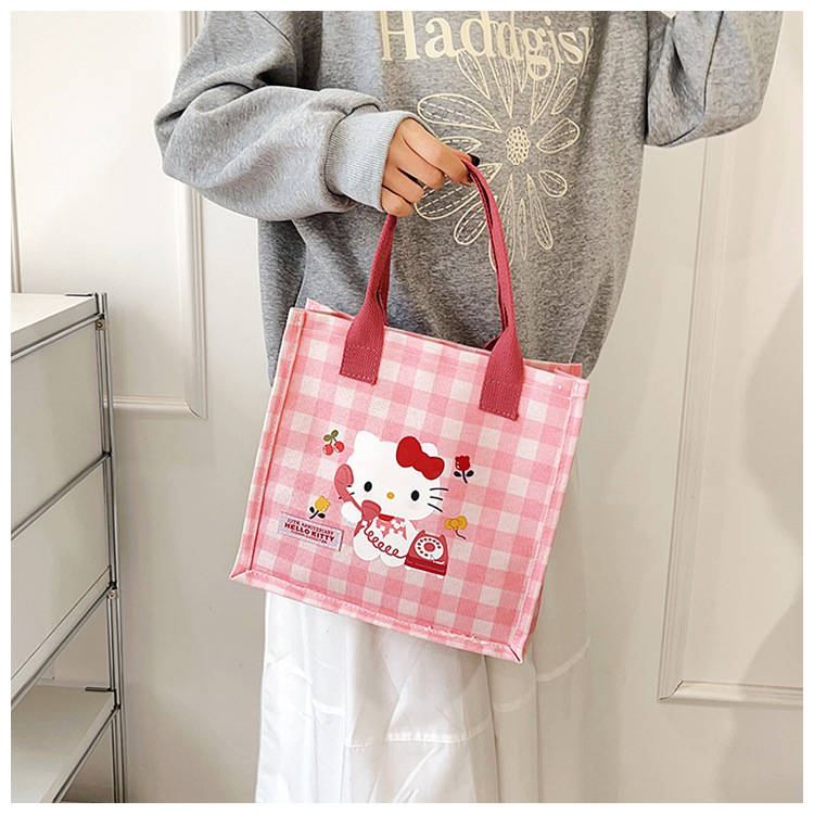 Cute cartoon cat canvas bag 2025 new style large-capacity simple and convenient tote bag with fashionable printing undefined