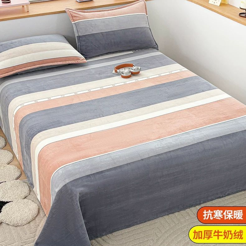 Invierno leche de lana de coral sábanas de lana de una sola pieza brida de manta de peluche dormitorio una sola persona gruesa manta de peluche cálida