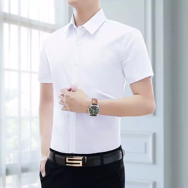 П Demi-season shirt for leisure, slim fit, with short sleeve