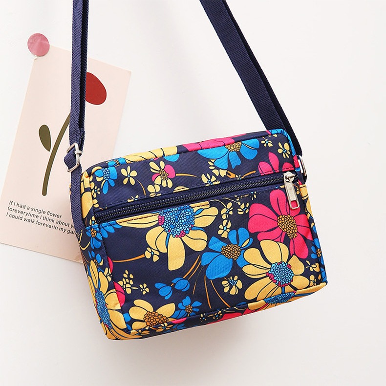 Bolsa de tela de flores bolsa de mensajero de las mujeres nueva bolsa de Madre de gran capacidad bolsa de hombro individual de mediana edad y ancianos bolsa de tela Oxford bolsa