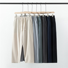 春夏中国风棉麻休闲裤男士大码哈伦裤潮流宽松亚麻阔腿裤工厂批发