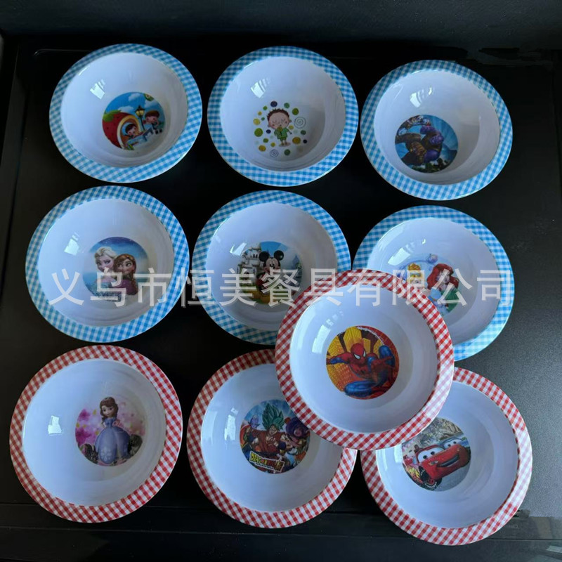 Juego de Vajilla Infantil de Melamina con Dibujos Animados - Cuencos y Platos para Niños al por Mayor