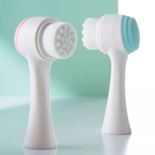 Double-Sided Face Wash Brush Soft-Bristled Silicone Facial Cleanser Makeup Blackhead Removal Deep Cleansing Facial Pores Face Wash Brush
