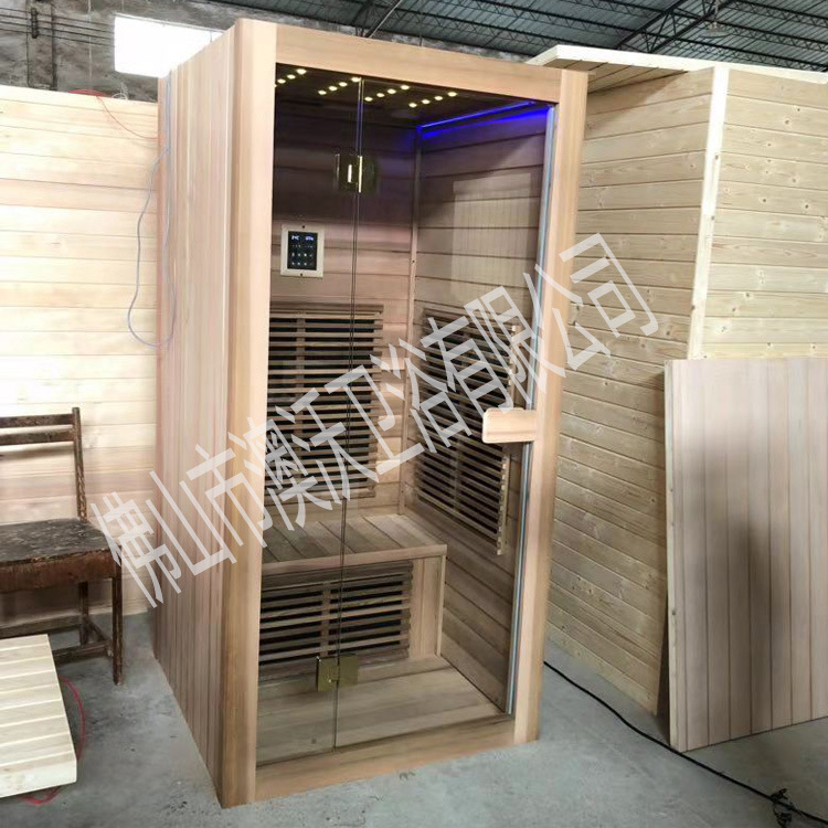 Hierro abeto infrarrojo lejano onda de luz habitación familia mini sauna cabina interior de madera pequeña sala de vapor