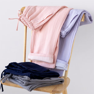 Cotton gauze thin trousers, autumn mosquito repellent for leisure, for beloved, loose straight fit, cotton and linen, plus size