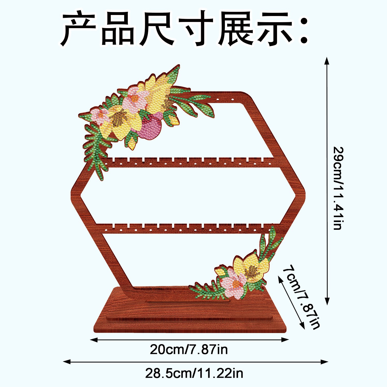 Explosiones transfronterizas de pintura de diamantes perimetral joyas retro hechas a mano estante de exhibición de almacenamiento collar pendientes joyas estante de madera al por mayor