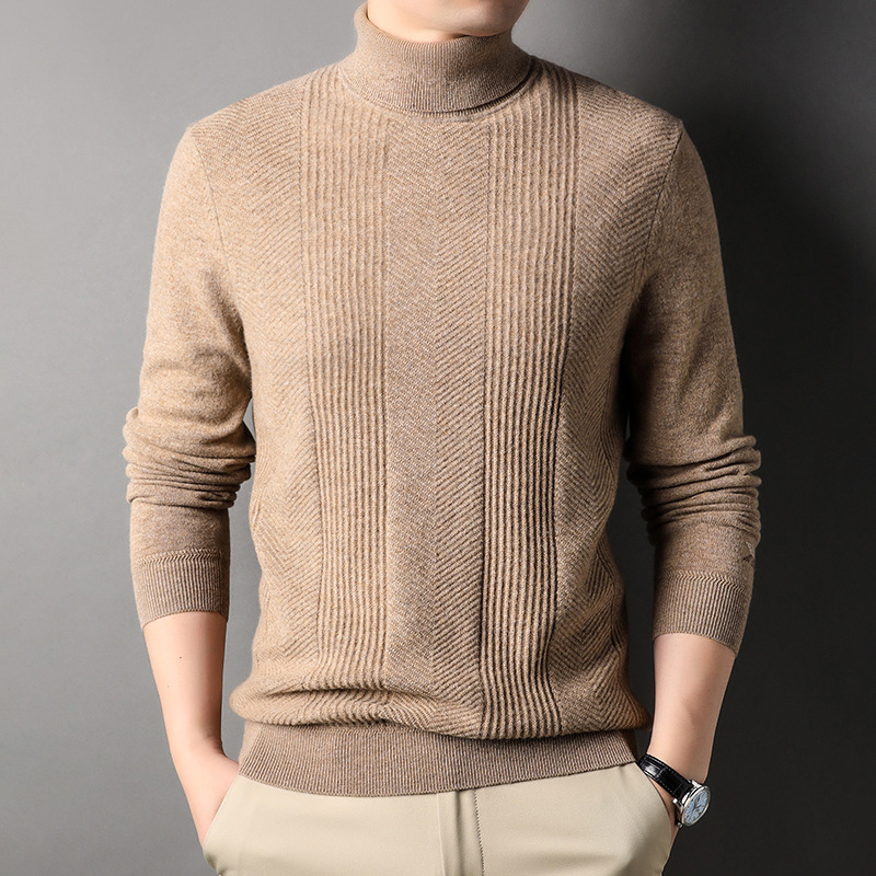 Men's woolen demi-season soft keep warm knitted solid color base…