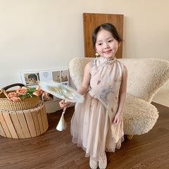 維木童裝女童套裝夏款新款兒童韓版新中式兩件套公主裙子寶寶衣服