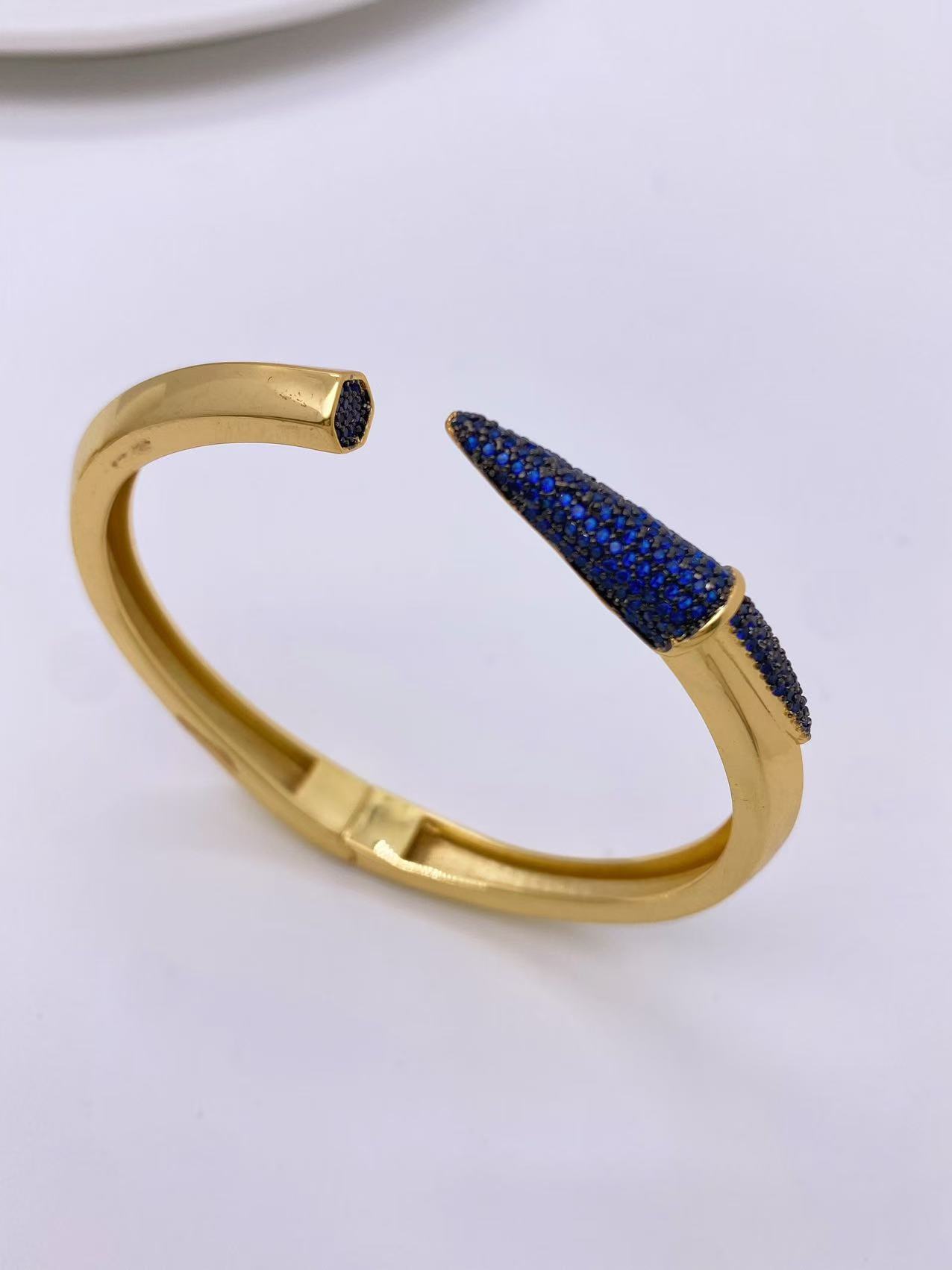 Daily Occasion Wholesale Jewelry IG Style Geometric Copper Zircon 18K Gold Plated Inlay Bangle