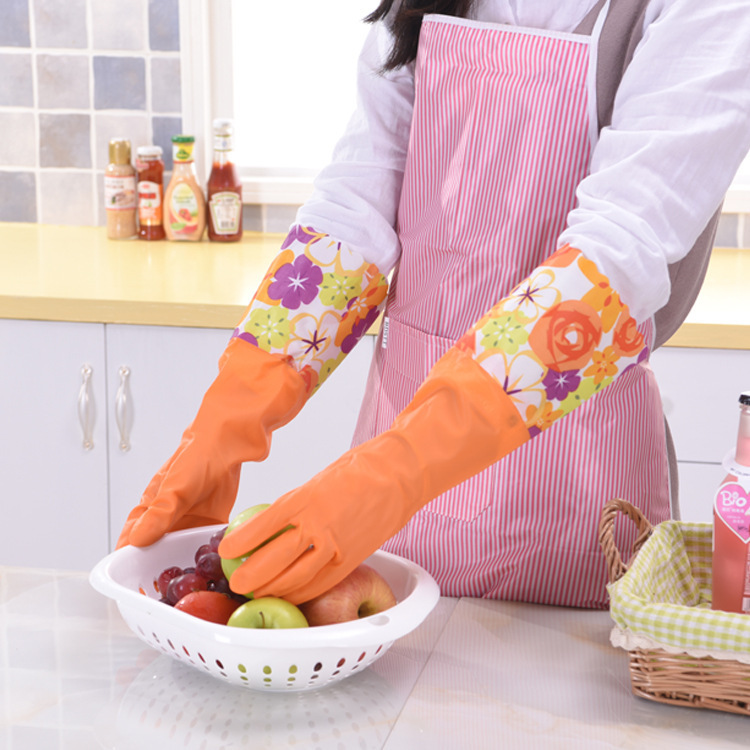 Hogar Polar-forrado de impresión de látex alargado guantes de goma al por mayor