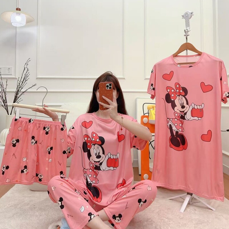 Various styles of cross-border Amazon export four-piece pajama sets, featuring cute cartoon designs, short-sleeved tops, long pants, shorts, and nightgowns for loungewear Various styles of cross-border Amazon export four-piece pajama sets, featuring cute cartoon designs, short-sleeved tops, long pants, shorts, and nightgowns for loungewear