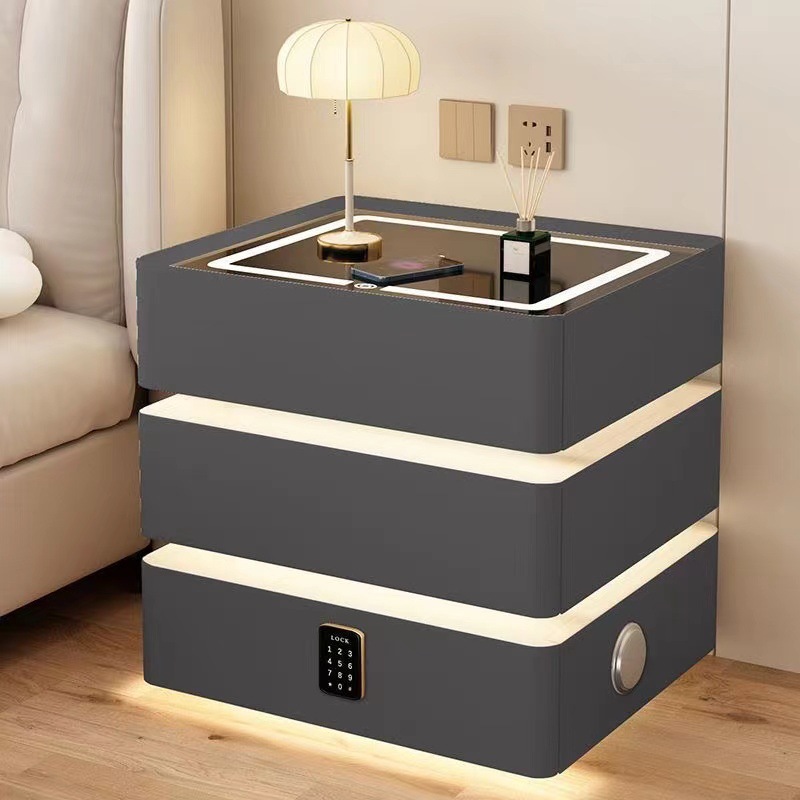 Mesita de noche inteligente, lámpara con sensor moderna y sencilla, luz de dormitorio de lujo, multifuncional, con carga inalámbrica, bluetooth, mesita de noche inteligente
