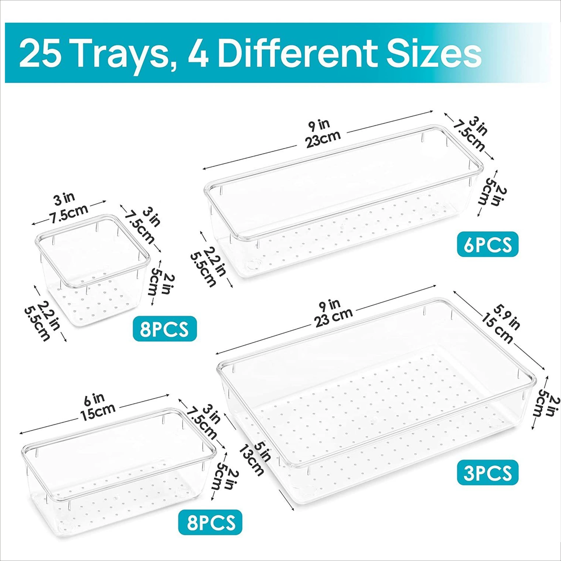 Storage Box Set — Transparent Table Organizer, Multiple Sizes & Polka-dot/Stripe Options