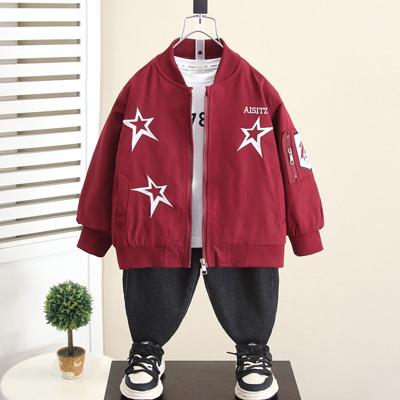 6068 chaqueta de uniforme de béisbol para niños modelos de primavera y otoño 2024 nuevo bebé ropa de otoño chaqueta luminosa para niños marea de niños