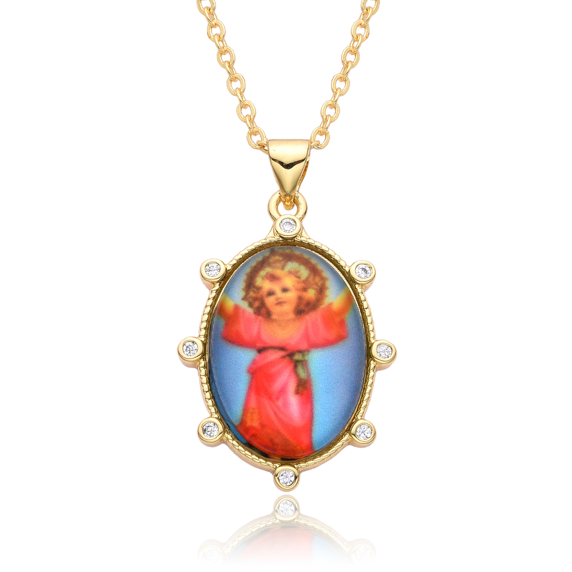 Copper Retro Portrait Plating Inlay Zircon Pendant Necklace display picture 3