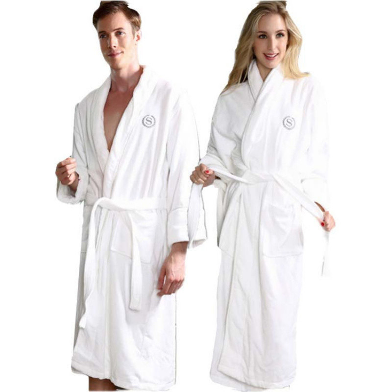 XKW BATHROBE 남성과 여성을위한 순수 코튼 목욕 가운 섹시한 목욕 가운 모든 코튼 파자마 커플의 중간 길이 5 성급 호텔 고급