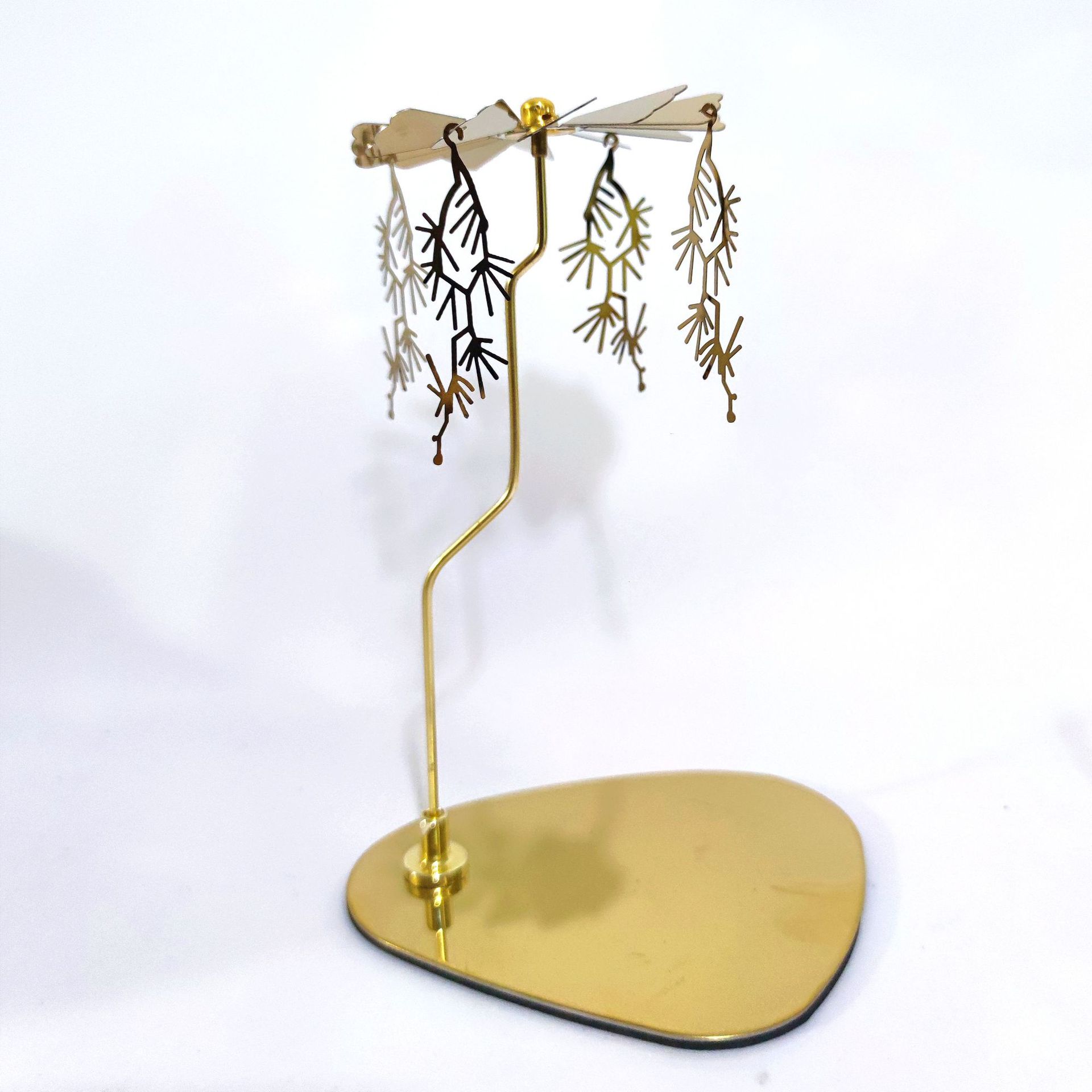 Amazon ins doles Acero inoxidable triángulo redondo bandeja giratoria candelabro aromaterapia vela linterna romántica