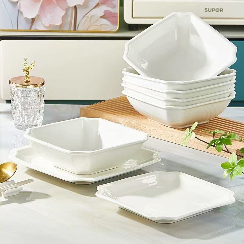 Monos platos mono platos de cerámica blanca pura platos cuadrados japoneses platos de platos fríos platos de bocadillos platos de pescado hervido platos de porcelana blanca