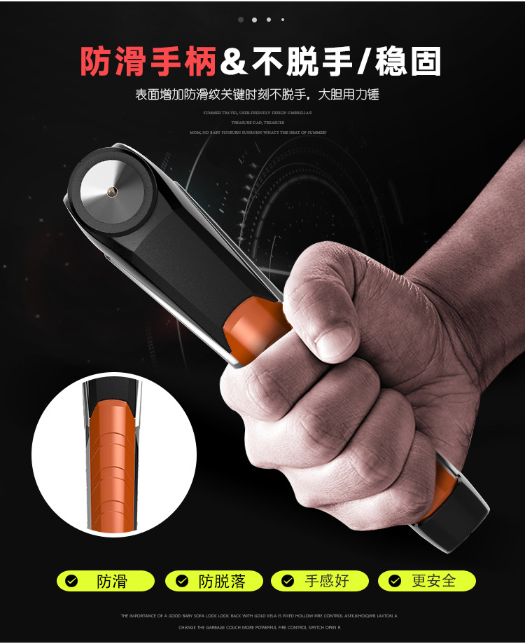 Fire Rescue Safety Hammer Tungsten Steel Hammer Head for Breaking Glass Car Window Breaker Two-In-One Long Handle Window-Breaking Tool