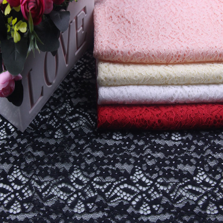 無彈滌綸蕾絲面料外貿女裝性感服飾桌布窗簾裝飾蕾絲布輔料批發