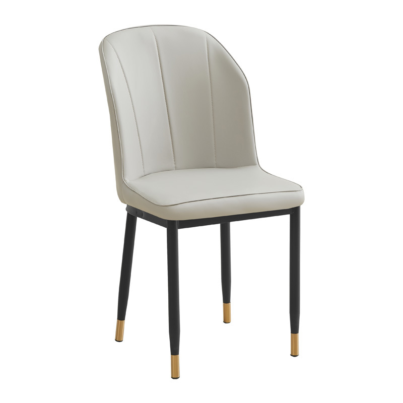 Silla de respaldo simple moderna silla de cuero silla de ocio silla de comedor de paquete suave silla de negociación silla de comedor de tres filas