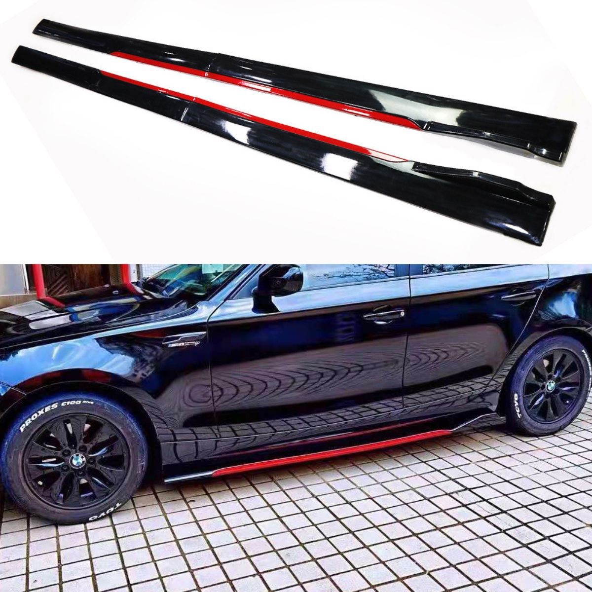Faldones Laterales Universales para Auto 2 m / 2,2 m de Fibra de Carbono, Diseño Dividido Decorativo para Modificación de Autos