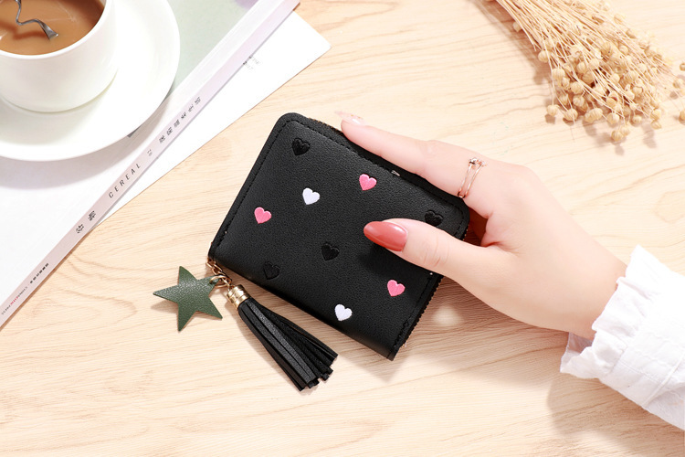45g Weight Polyester Lining Material Zipper Closure Type Women's Solid Color Pu Leather Zipper Wallets