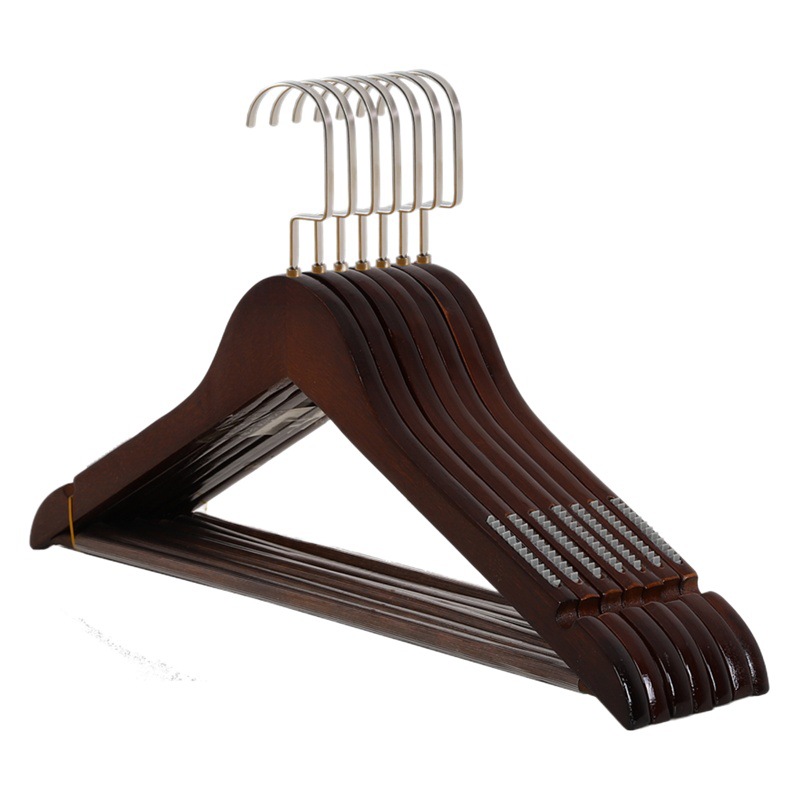 Madera maciza antideslizante sin costuras percha de madera tienda de ropa hotel de madera percha pantalones clip de ropa para adultos al por mayor
