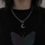 暗黑男女月亮朋克锁骨链