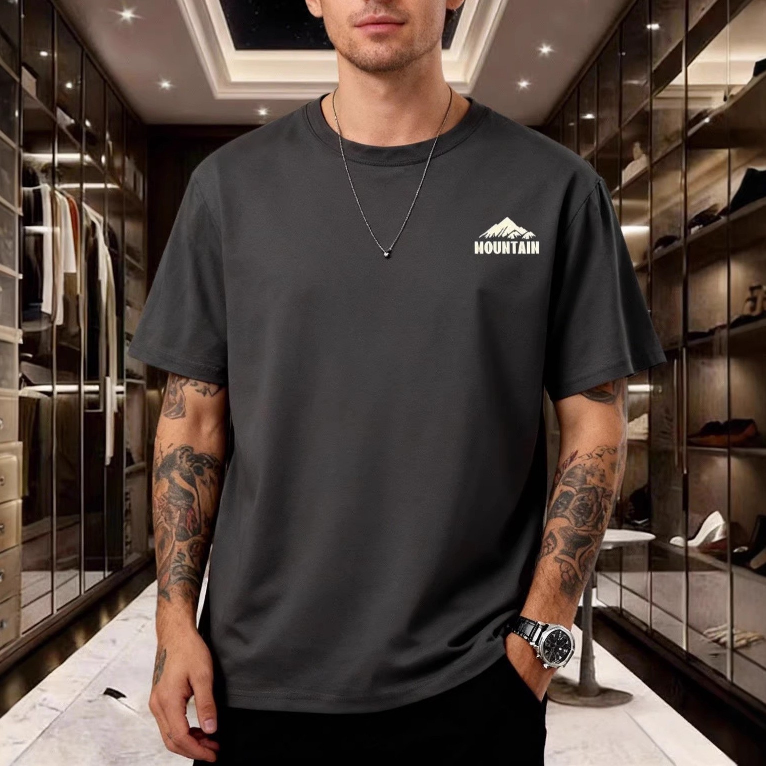 Summer Trendy Brand Printed Short-sleeved T-shirt Large Size Sports Top Fashion Men T-shirt_viptrois.com